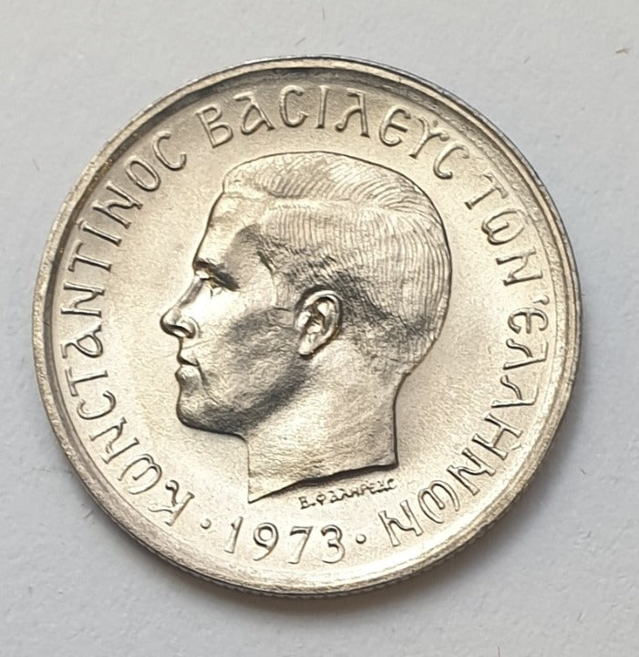 Greece - 50 Lepta 1973 A, Constantine II, UNC