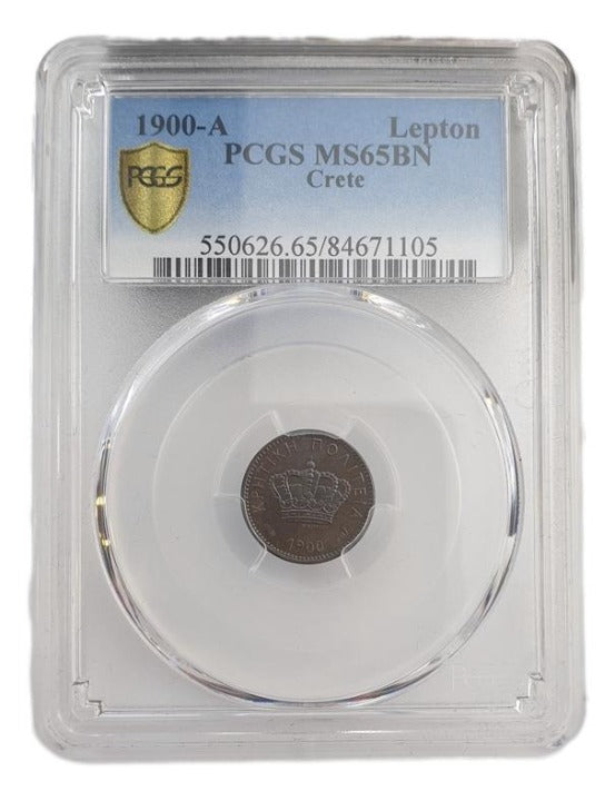 Greece - 1 Lepton 1900 - A (MS 65 BN), Crete