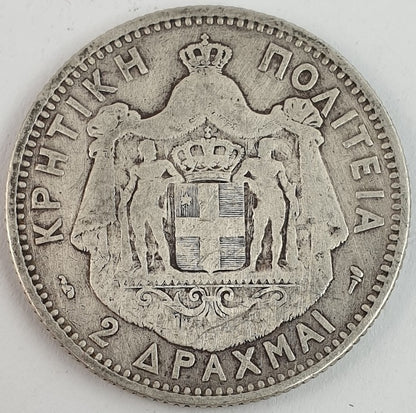 Greece - 2 Drachmas 1901, Crete, Silver