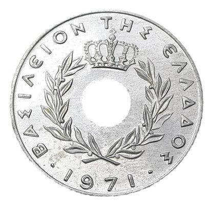 Greece - 20 Lepta 1971, Constantine II, UNC
