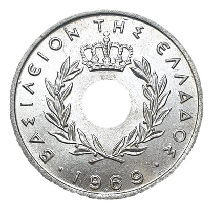 Greece - 10 Lepta 1969, Constantine II, UNC