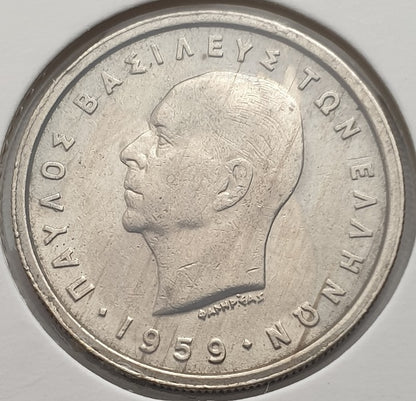 Greece - 2 Drachmas 1959, Paul I, UNC
